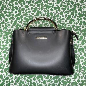 Luna Ferracuti Black Leather Satchel – Gold Hardware | Made in Italy